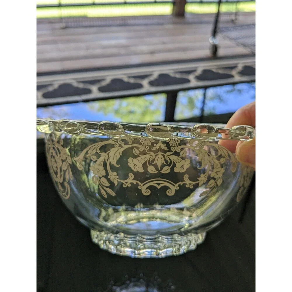 Heisey Lariat SilverOverlay “The Classic Butterfly” Vtg Glass Mayonnaise 7